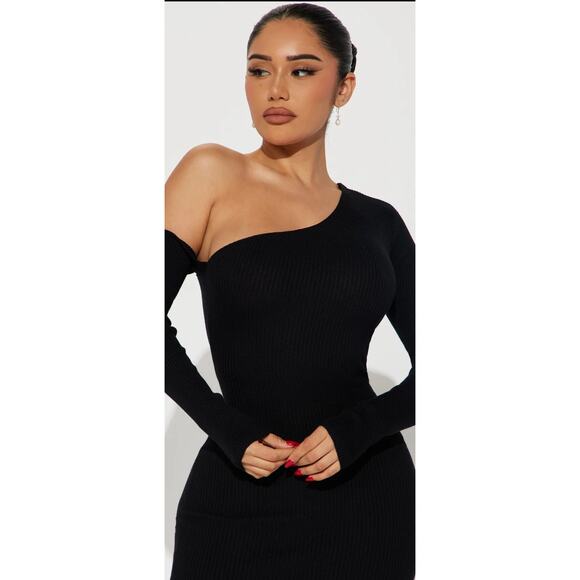 Fashion nova She's ready to go midi sweater black dress Size 3X party bodycon - Picture 2 of 16